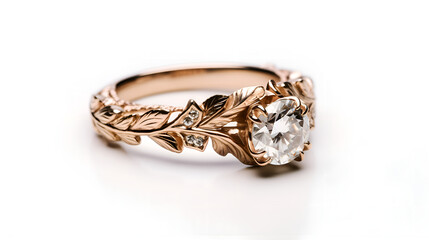 Rose Gold Engagement Ring with Floral Motif