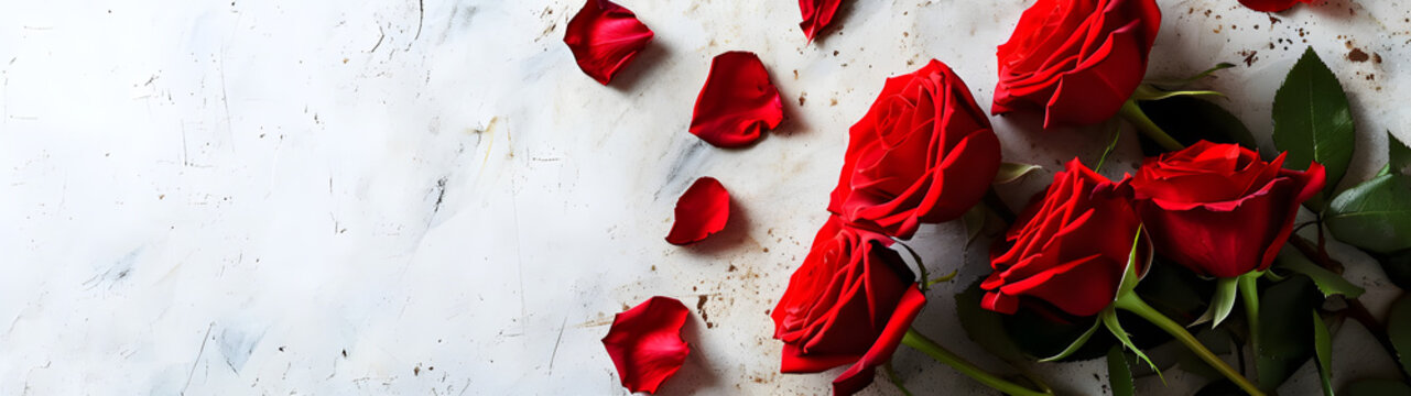Amidst a sea of vibrant red petals, a cluster of garden roses in shades of carmine and coquelicot evoke feelings of love and passion on valentine's day, showcasing the beauty and variety of the flori