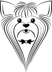Vector design element. Linear design of the muzzle of a Yorkshire terrier.