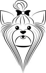 Vector design element. Linear design of the muzzle of a Yorkshire terrier.