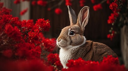conejo rojo en el suelo