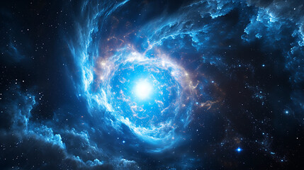 a blue light shining in space