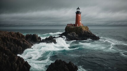 Fototapeta na wymiar lighthouse on the shore of the sea