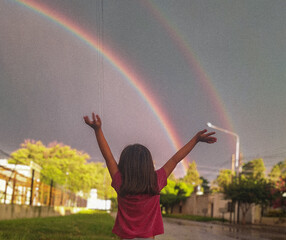 Fototapeta na wymiar child with rainbow