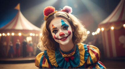 portrait of a woman in a dress clown