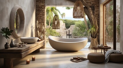 Bathroom with a view of the jungle