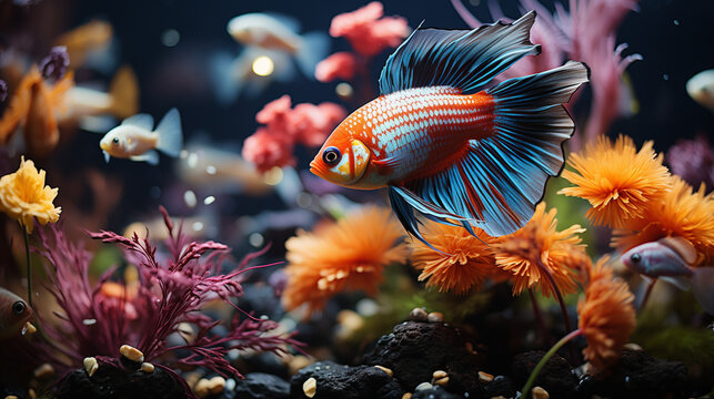 Beautiful orange aquarium fish