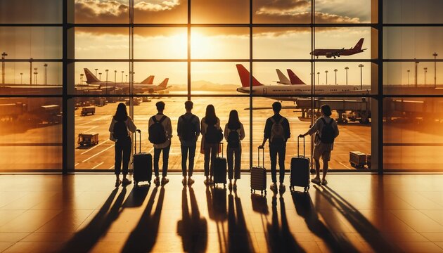 Young digital nomads embark on global adventures at the airport