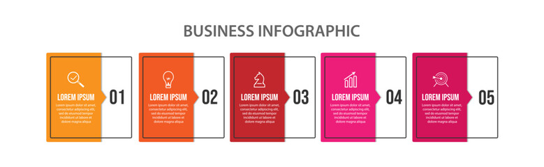 Vector Infographic simple design with 5 options or steps. color full, Can be used for presentation banners, workflow layouts, flow charts, infographics, your business presentations