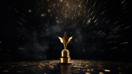 achievement black award background illustration recognition success, honor excellence, winner ceremony achievement black award background