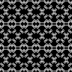 Fototapeta na wymiar White background with black pattern. Seamless texture for fashion, textile design, on wall paper, wrapping paper, fabrics and home decor. Simple repeat pattern.
