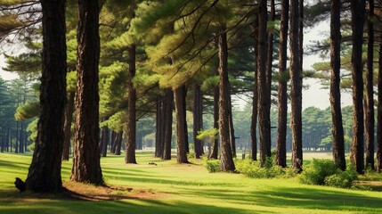 Pine trees line the forest, in the National Park