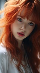 Portrait of a beautiful redheaded woman with green eyes
