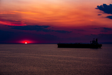 Bosphorus Strait at sunset. Istanbul, Turkey. - 711114369