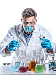 Fototapeta premium Male Scientist Conducting Research, AI Generated