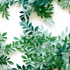 patron de texturas hojas verdes con fondo blanco