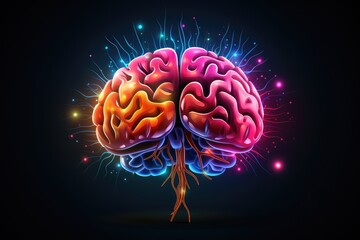 Colorful glowing vivid axon hillock, myelin sheath. Node of Ranvier and propagation of action potentials. Axon terminal collateral mechanism of axonal transport, saltatory conduction anterograde brain