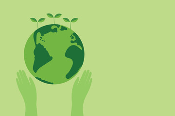 Hands holding planet earth for environment care.  Vector illustration, EPS 10.