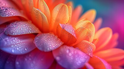 Close-up image capturing the vibrant colors and delicate details of flower petals in full bloom, background image, AI generated