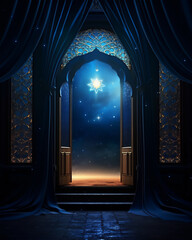 door to the mosque in the night - obrazy, fototapety, plakaty