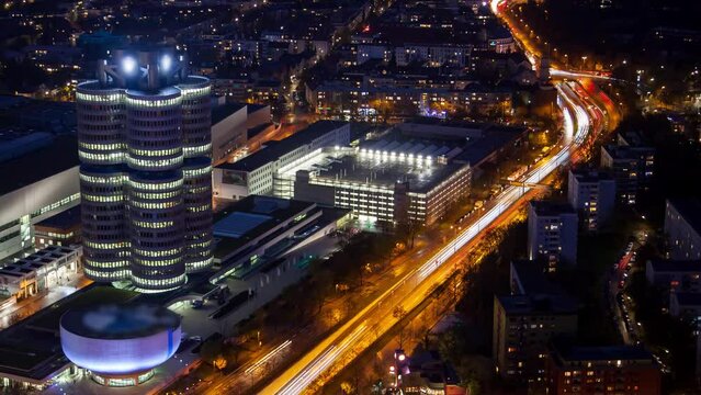 Mesmerizing Aerial View of Munich's Nightscape with Cloudy Skies