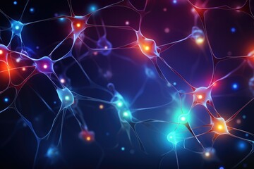 Fototapeta premium Human Brain Neuron Luminescence, radiance, vibrant creativity. Illuminated, glowing, inspiration, sparking innovation shining brilliant thoughts. Incandescent, ingenuity radiating visually captivating