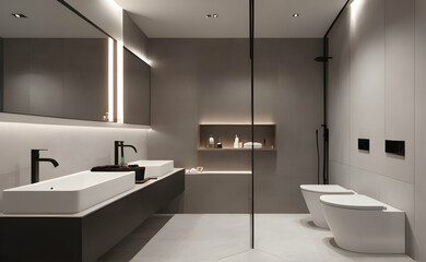 Fototapeta na wymiar View of modern bathroom interior