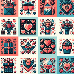 seamless pattern with red and white hearts or valentine pattern or icon heart valentine