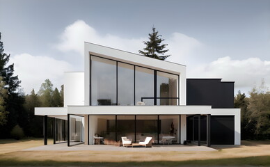 New minimalistic scandinavian residential house - obrazy, fototapety, plakaty