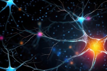 Fototapeta premium Human Brain Energy vibrant Brain Bulb light bulb. Neuronal network neurons creative, colorful, and glowing creativity, innovation, insightful axon idea generation, moments of epiphany and brilliance. 