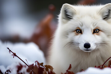Fototapeta premium The beauty of frost: the natural moments created by arctic fox portraits and wildlife photography generative ai 