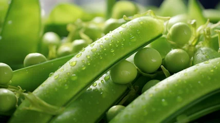 Foto op Plexiglas おいしい緑のえんどう豆  Green healthy green peas © kyo