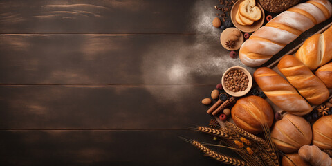 Bakery and pastry style border design with space to place text on dark background.