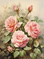 Serene Floral Scenes: Antique Rose Garden Prints for Charming Cottage Wall Art