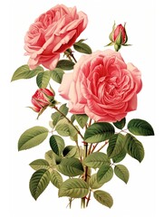 Obraz premium Antique Rose Garden Prints: Classic Varieties for Charming Cottage Decor