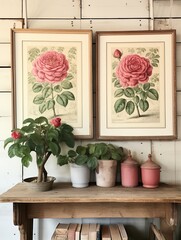 Antique Rose Garden Prints: Delightful Blooms for Farmhouse Decor