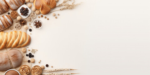 Bakery and pastry style border design with space to place text on light background.
