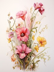 Fototapeta premium Artisanal Botanical Field Painting: Mastery of Wildflower Elegance