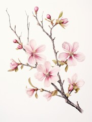 Naklejka na ściany i meble Artisanal Botanical Illustrations: Fresh Spring Blossom Studies for Exquisite Wall Art Craftsmanship