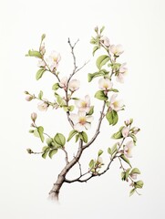 Artisanal Botanical Illustrations: Fresh Spring Blossom Studies for Exquisite Wall Art Craftsmanship