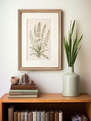 Artisanal Botanical Illustrations: Tranquil Prairie Plant Depictions in Vintage Art Print