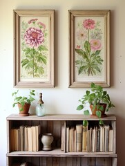 Vintage Bohemian Botanical Wall Hangings: Country Cottage Art Display