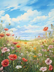 Bohemian Meadow: Carefree Spirit Wall Art of Open Fields and Blue Skies