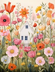 Bohemian Meadow Illustrations: Farmhouse Whimsy with Wildflower Dance