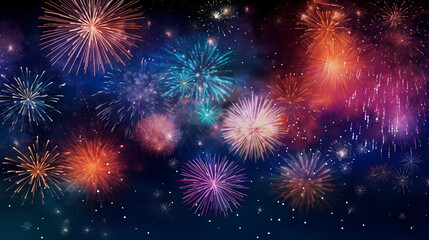 Beautiful fireworks background at night for holiday decoration