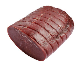 Tasty fresh dry bresaola isolated on white