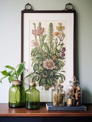 Boho Floral Wall Decor: Vintage Art Print for a Whimsical Nature Display