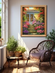 Sunlit Serenity: Classic Cottage Garden Wall Art