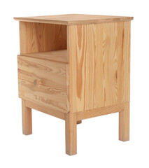 Stylish wooden bedside table isolated on white