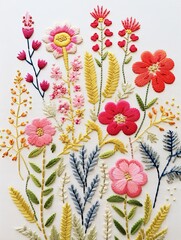 Classic Floral Stitch Art: Farmhouse Wall Decor with an Exquisite Embroidery Design